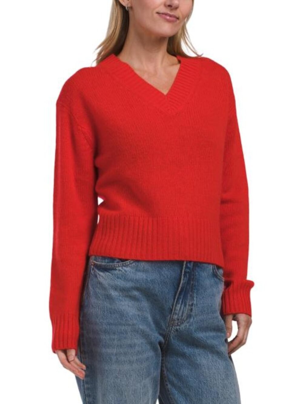WHITE + WARREN Cashmere Featherweight Marled V-neck Sweater